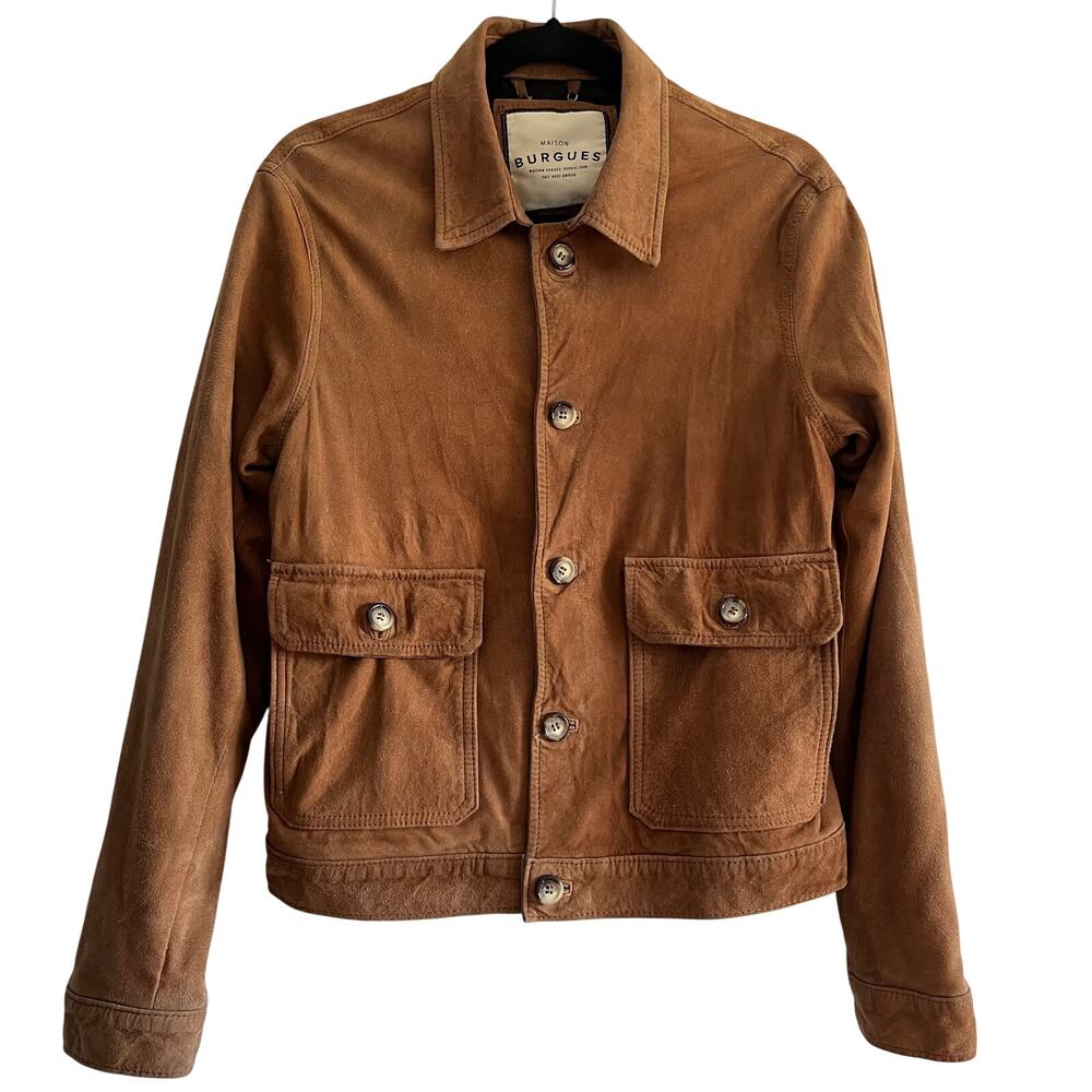 Maison Burgues Brown Genuine Suede Leather Trucker Jacket Women’s S